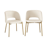 Oikiture 8x Dining Chair Tub Armchairs Sherpa White&Gold - Side View