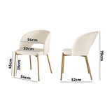 Oikiture 8x Dining Chair Tub Armchairs Sherpa White&Gold - Top-Down View