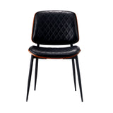 Oikiture 4x Dining Chairs Leather Wooden Metal Legs Black - Low Angle