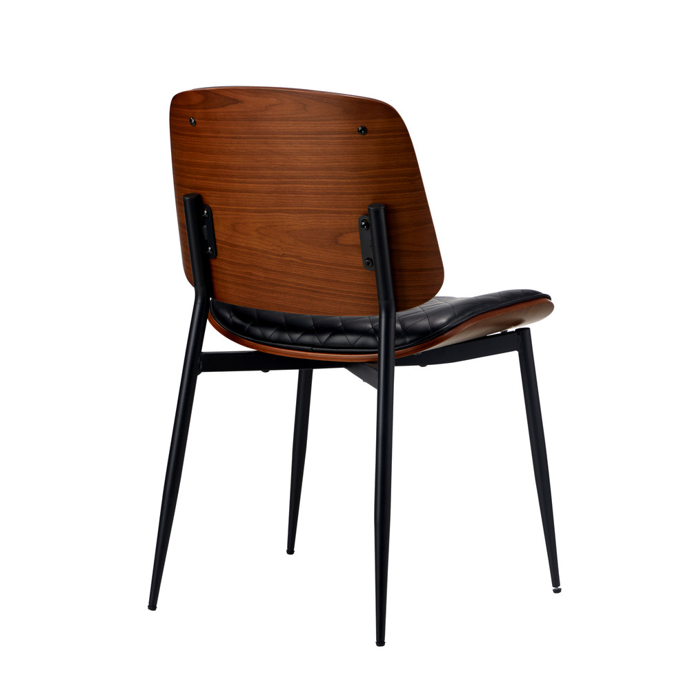 Oikiture 4x Dining Chairs Leather Wooden Metal Legs Black