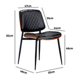 Oikiture 6x Dining Chairs Leather Wooden Metal Legs Black