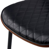 Oikiture 6x Dining Chairs Leather Wooden Metal Legs Black - Rear View