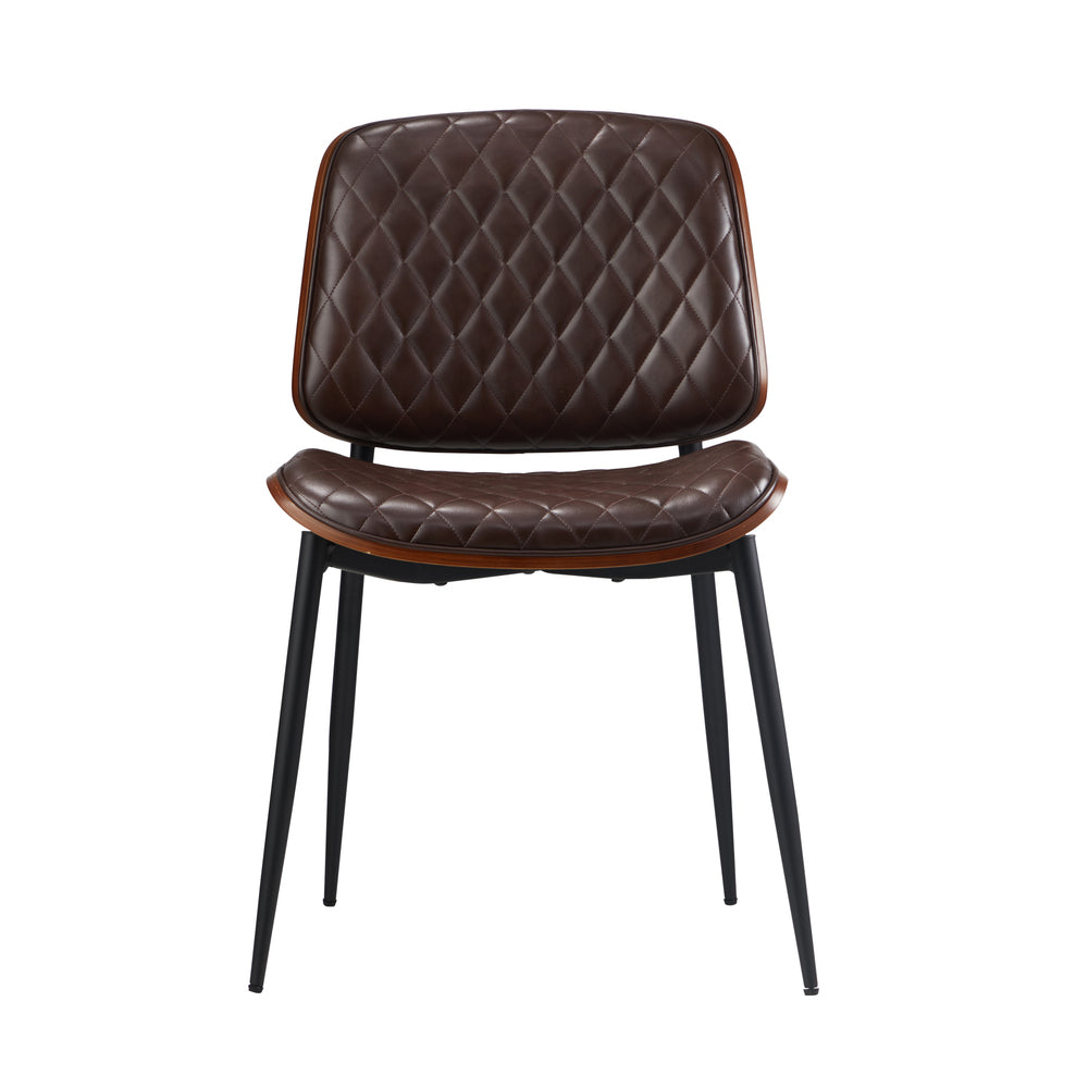 Oikiture 4x Dining Chairs Leather Wooden Metal Legs Walnut