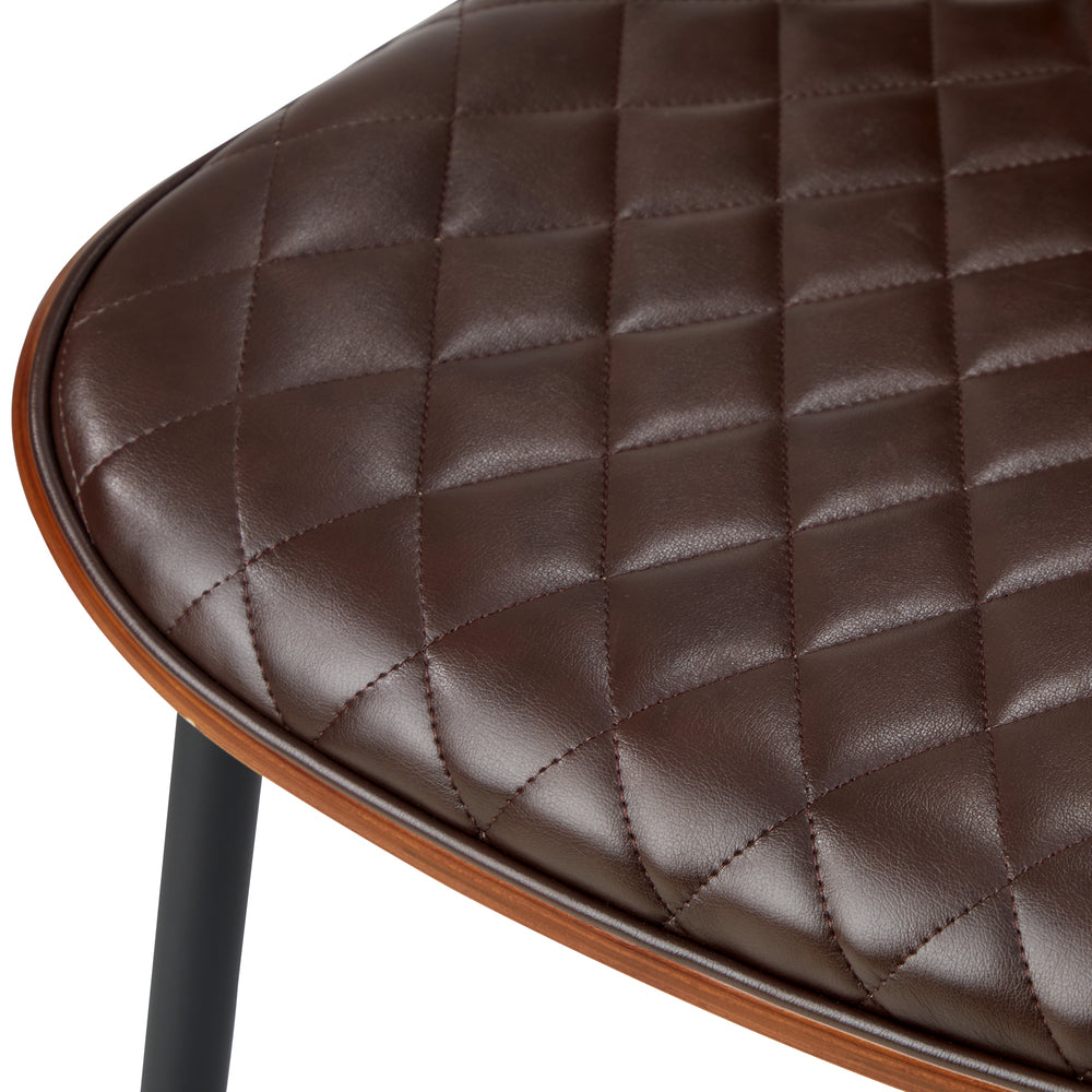 Oikiture 4x Dining Chairs Leather Wooden Metal Legs Walnut
