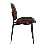 Oikiture 6x Dining Chairs Leather Wooden Metal Legs Walnut - Side View