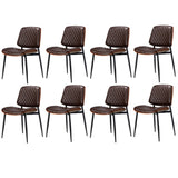 Oikiture 8x Dining Chairs Retro PU Leather Solid Wood Metal Leg Walnut