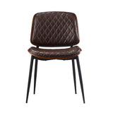 Oikiture 8x Dining Chairs Retro PU Leather Solid Wood Metal Leg Walnut - Front View