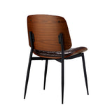 Oikiture 8x Dining Chairs Retro PU Leather Solid Wood Metal Leg Walnut