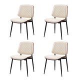 Oikiture 4x Dining Chairs PU Leather Wood Frame Metal Legs White