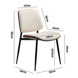 Oikiture 4x Dining Chairs PU Leather Wood Frame Metal Legs White - Front View