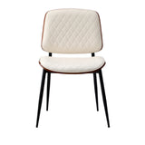 Oikiture 6x Dining Chairs PU Leather Wood Frame Metal Legs White