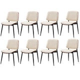 Oikiture 8x Dining Chairs Retro PU Leather Solid Wood Metal Leg White