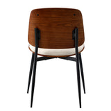 Oikiture 8x Dining Chairs Retro PU Leather Solid Wood Metal Leg White - Side View