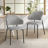 Oikiture Dining Chair Set of 2 Grey and Black - Front View