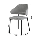 Oikiture Dining Chair Set of 2 Grey and Black - Rear View