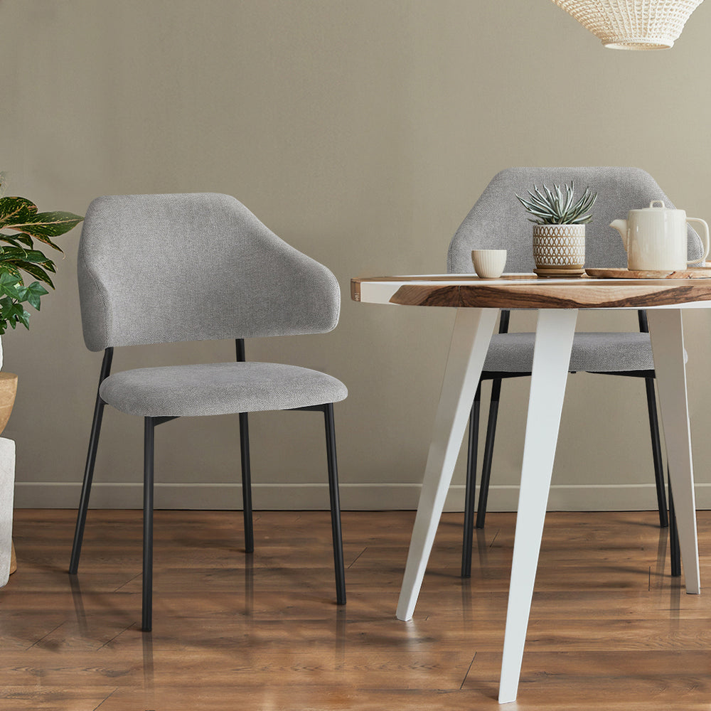 Oikiture 4x Dining Chairs Tub Fabric Grey&Black