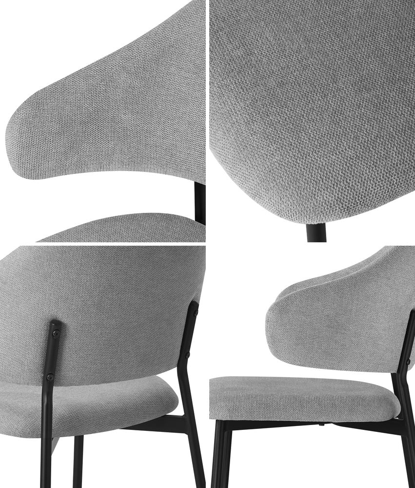 Oikiture 4x Dining Chairs Tub Fabric Grey&Black