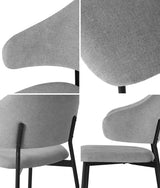 Oikiture 4x Dining Chairs Tub Fabric Grey&Black - Side View