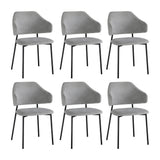 Oikiture 6x Dining Chairs Tub Fabric Grey&Black