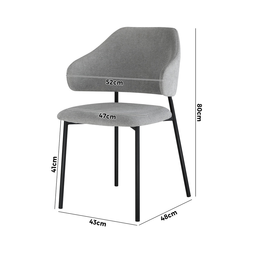 Oikiture 6x Dining Chairs Tub Fabric Grey&Black