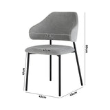 Oikiture 6x Dining Chairs Tub Fabric Grey&Black - Rear View