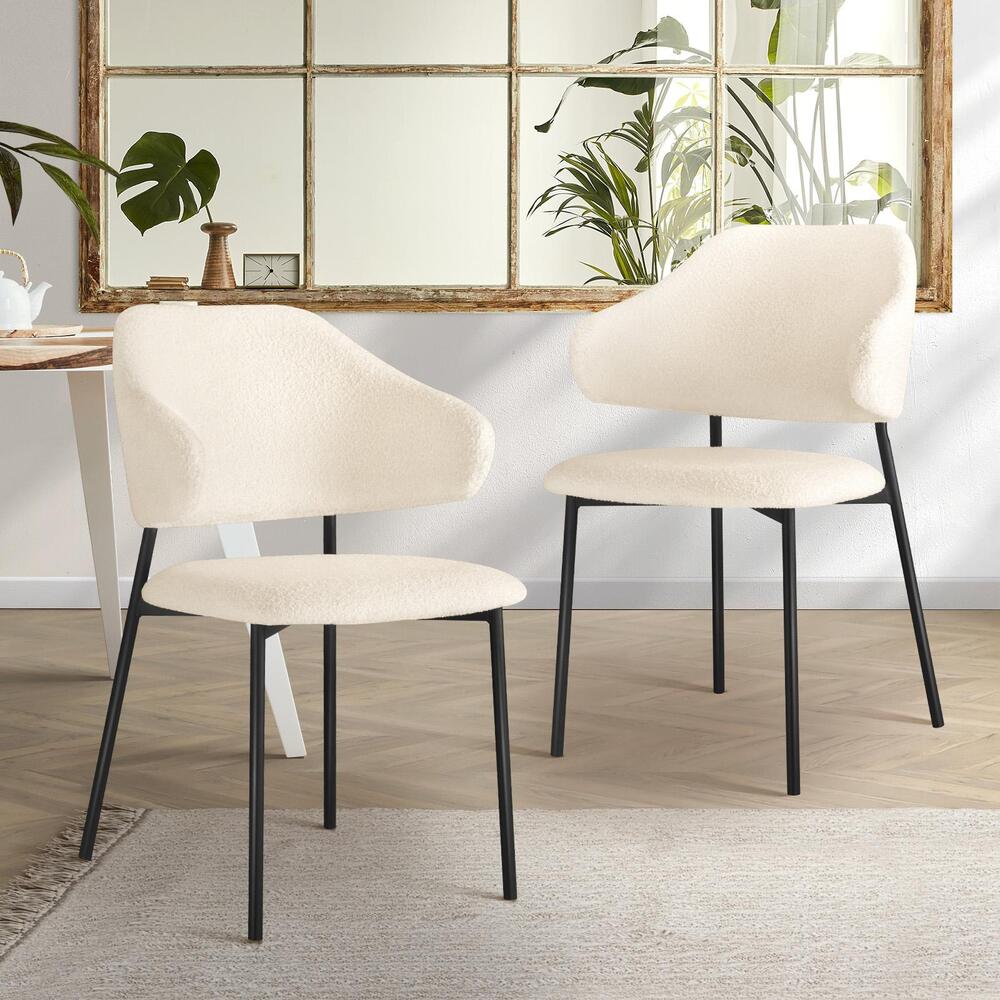 Oikiture Dining Chair Set of 2 White and Black