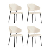 Oikiture 4x Dining Chairs Tub Sherpa White&Black