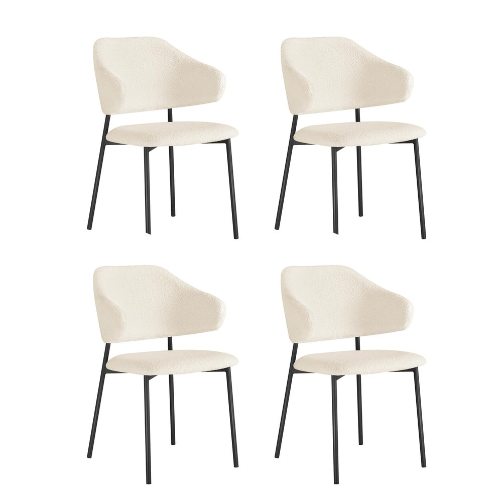 Oikiture 4x Dining Chairs Tub Sherpa White&Black