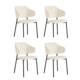 Oikiture 4x Dining Chairs Tub Sherpa White&Black
