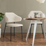 Oikiture 4x Dining Chairs Tub Sherpa White&Black