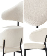 Oikiture 4x Dining Chairs Tub Sherpa White&Black - Side View