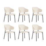 Oikiture 6x Dining Chairs Tub Sherpa White&Black