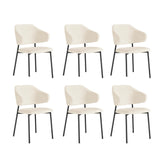 Oikiture 6x Dining Chairs Tub Sherpa White&Black