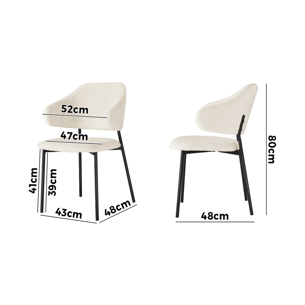 Oikiture 6x Dining Chairs Tub Sherpa White&Black