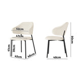 Oikiture 6x Dining Chairs Tub Sherpa White&Black - Side View
