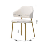 Oikiture 2x Dining Chair Sherpa Gold&White - Close-Up Angle