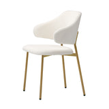 Oikiture 2x Dining Chair Sherpa Gold&White - Front View