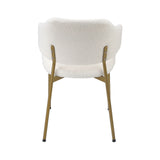 Oikiture 2x Dining Chair Sherpa Gold&White - 45-Degree Angle