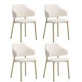 Oikiture 4x Dining Chair Sherpa Gold&White