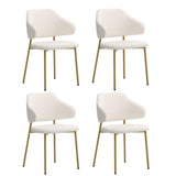 Oikiture 4x Dining Chair Sherpa Gold&White