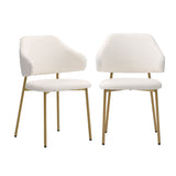 Oikiture 4x Dining Chair Sherpa Gold&White