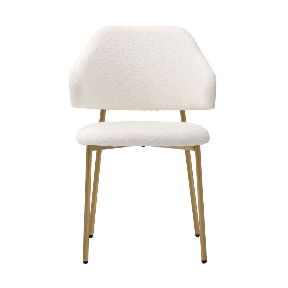 Oikiture 4x Dining Chair Sherpa Gold&White