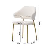 Oikiture 4x Dining Chair Sherpa Gold&White
