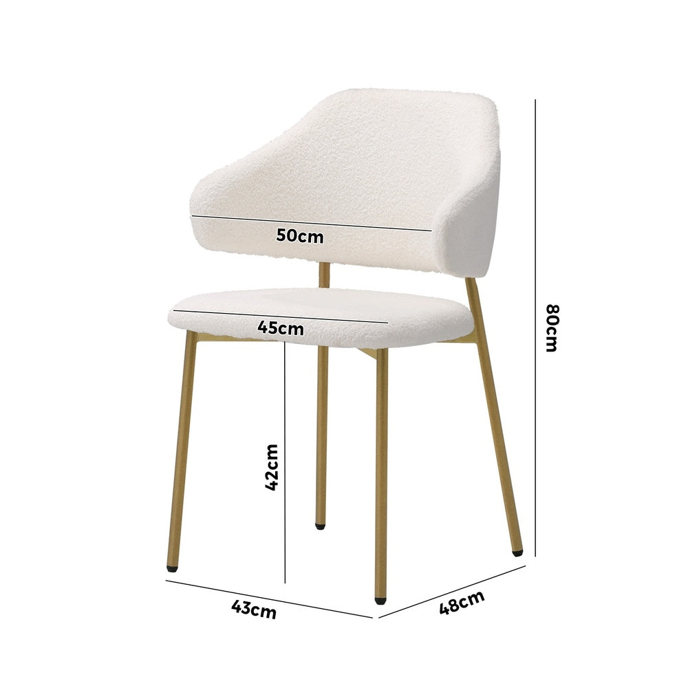 Oikiture 4x Dining Chair Sherpa Gold&White