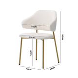 Oikiture 4x Dining Chair Sherpa Gold&White - 45-Degree Angle