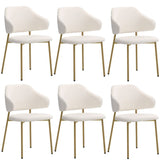 Oikiture 6x Dining Chair Sherpa Gold&White