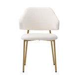 Oikiture 6x Dining Chair Sherpa Gold&White