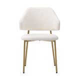 Oikiture 6x Dining Chair Sherpa Gold&White - 45-Degree Angle
