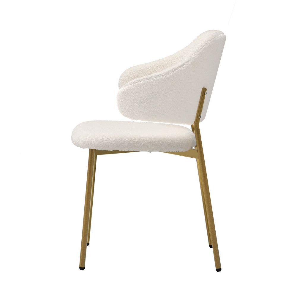 Oikiture 6x Dining Chair Sherpa Gold&White