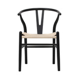 Oikiture Dining Chair Wooden Hans Wegner Wishbone Black - Top-Down View
